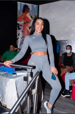 Grey Ribbed Two Piece